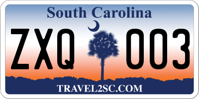 SC license plate ZXQ003