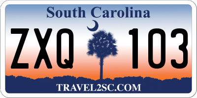 SC license plate ZXQ103