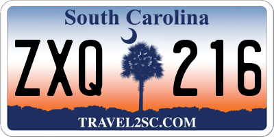 SC license plate ZXQ216