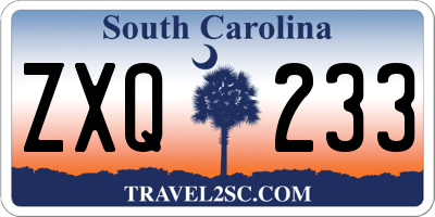 SC license plate ZXQ233