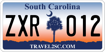 SC license plate ZXR012