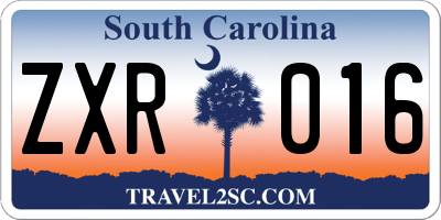 SC license plate ZXR016