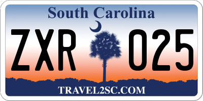 SC license plate ZXR025