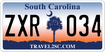 SC license plate ZXR034
