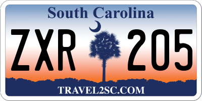 SC license plate ZXR205