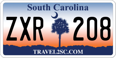 SC license plate ZXR208