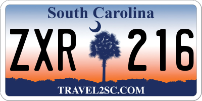SC license plate ZXR216