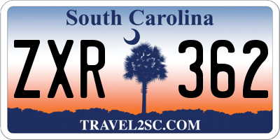 SC license plate ZXR362