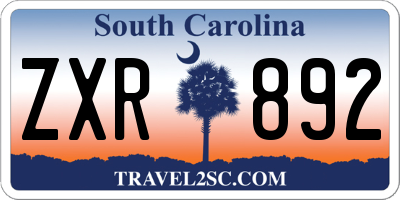 SC license plate ZXR892