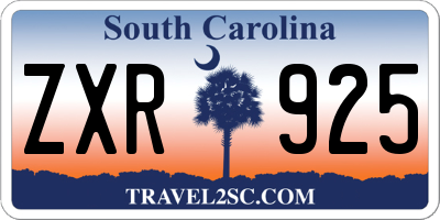 SC license plate ZXR925