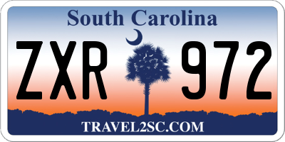 SC license plate ZXR972