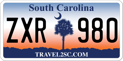 SC license plate ZXR980