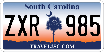 SC license plate ZXR985