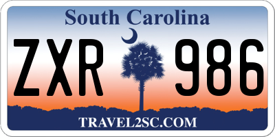 SC license plate ZXR986