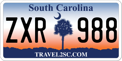 SC license plate ZXR988