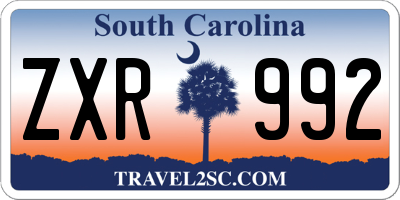 SC license plate ZXR992