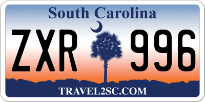 SC license plate ZXR996