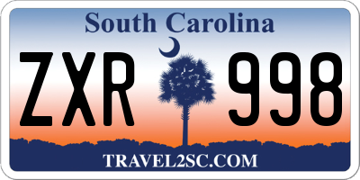 SC license plate ZXR998
