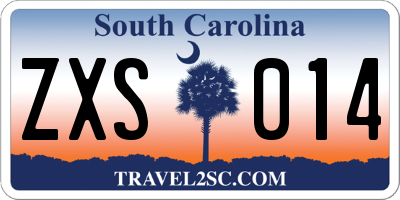 SC license plate ZXS014
