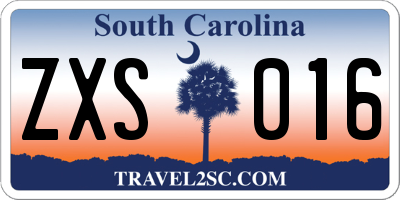 SC license plate ZXS016