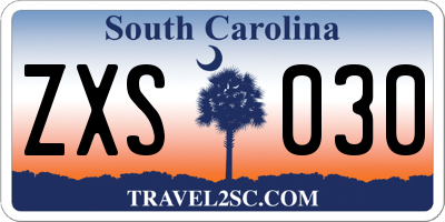 SC license plate ZXS030