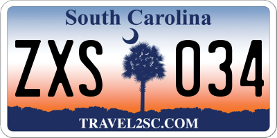 SC license plate ZXS034