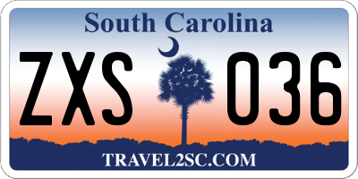 SC license plate ZXS036