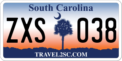 SC license plate ZXS038