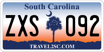 SC license plate ZXS092