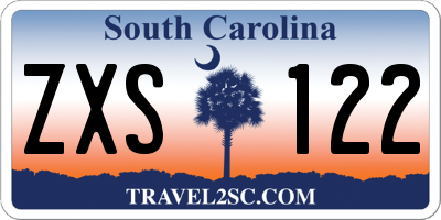 SC license plate ZXS122