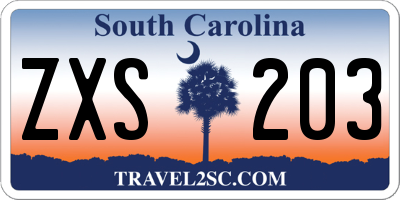 SC license plate ZXS203