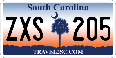 SC license plate ZXS205