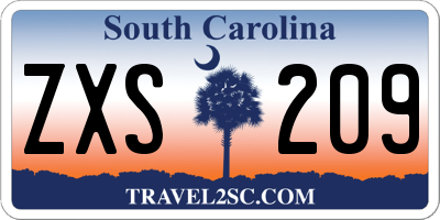 SC license plate ZXS209