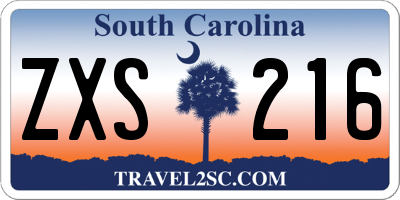 SC license plate ZXS216