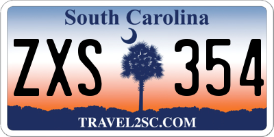 SC license plate ZXS354