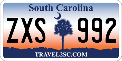 SC license plate ZXS992