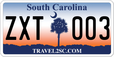 SC license plate ZXT003