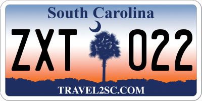 SC license plate ZXT022