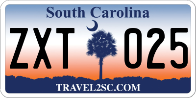 SC license plate ZXT025