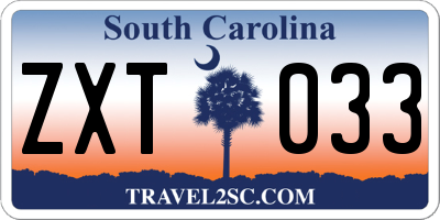 SC license plate ZXT033