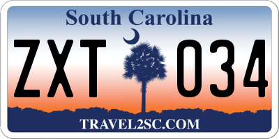 SC license plate ZXT034