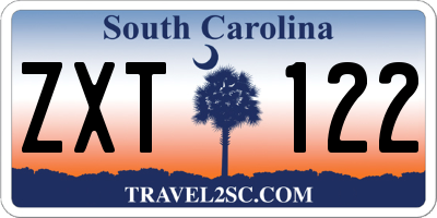 SC license plate ZXT122