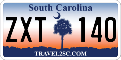 SC license plate ZXT140