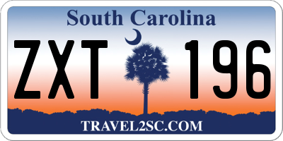 SC license plate ZXT196