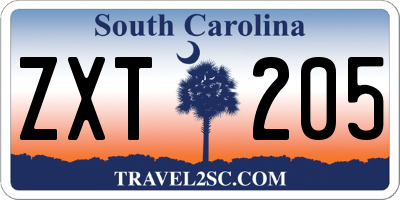 SC license plate ZXT205