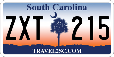 SC license plate ZXT215