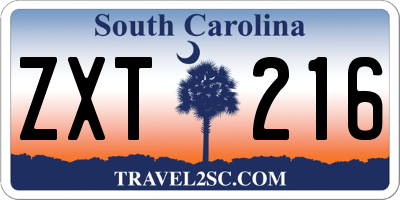 SC license plate ZXT216