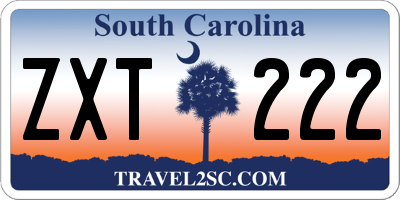 SC license plate ZXT222