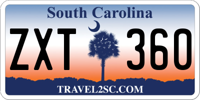SC license plate ZXT360