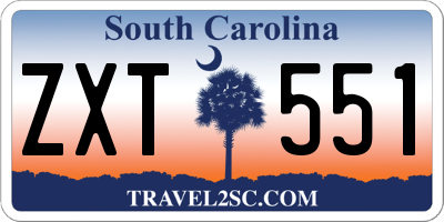 SC license plate ZXT551